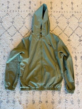 Boys’ Olive Green Hooded Zip Windbreaker Jacket